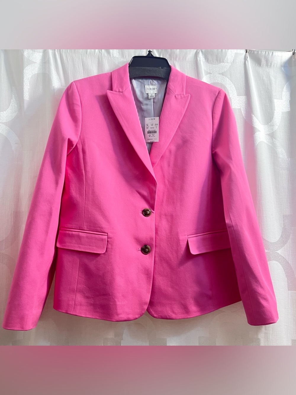 J. Crew Factory Cotton-Blend Stretch Blazer Size 6 Bright Flamingo (Pink)